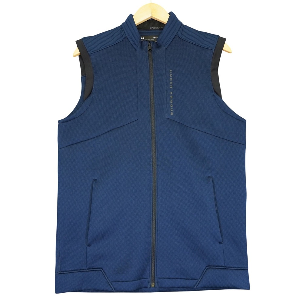 Under Armour Golf Vest Mens Medium Navy Blue ColdGear Full Zip Sleeveless